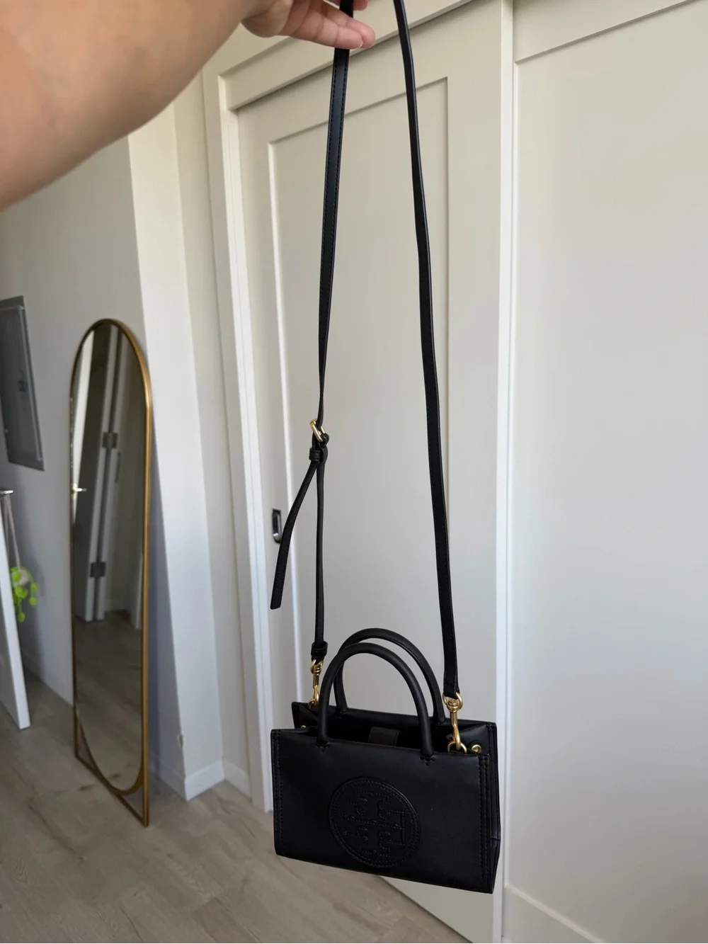 Tory Burch Black Leather Mini Top-Handle Crossbody